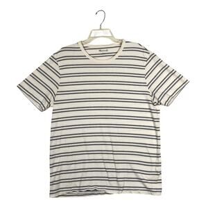 Madewell Allday Crewneck Tee Large Hornsby Stripe Off White Black MD338